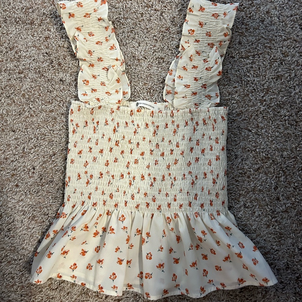 Floral Cream Sleeveless Top